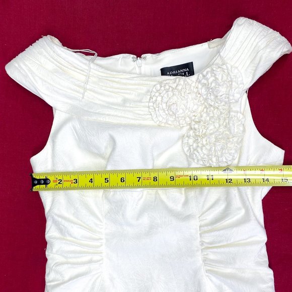 Classy Minimalist Wedding Dress Adrianna Papell Luxury Mid-Length Gown Size 4 - Picture 12 of 14